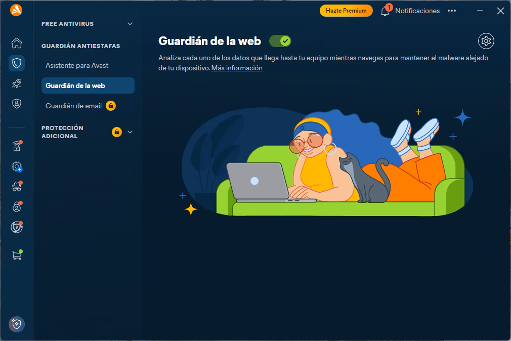 Captura de pantalla de Avast One | Guardián de la Web