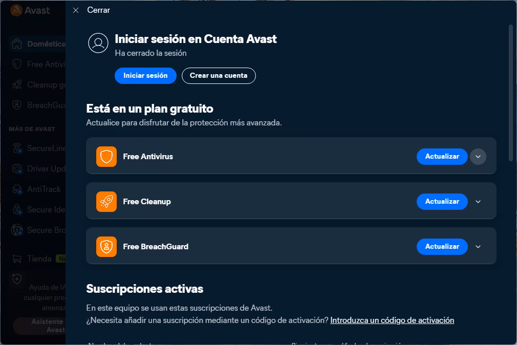 Captura de pantalla de Avast One | Plan gratuito