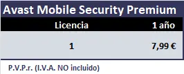 Lista de precios oficial para Avast Mobile Security Premium Lista de precios oficial para Avast Mobile Security Premium